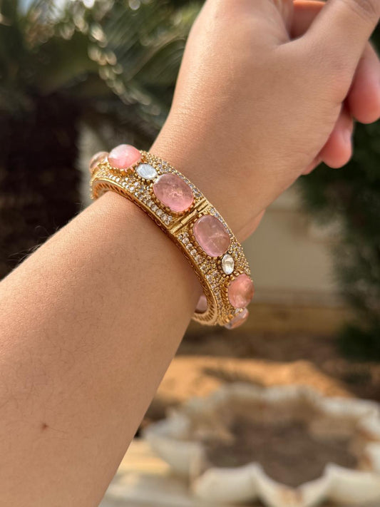 Mossanite With CZ Doublet Stones Bracelet in Peach for woman