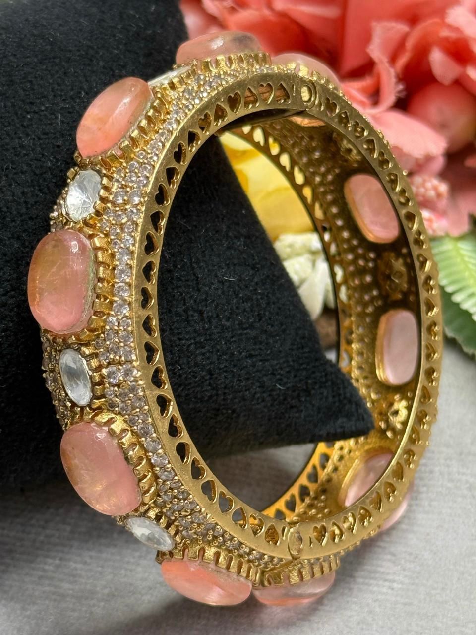 Mossanite With CZ Doublet Stones Bracelet in Peach for woman