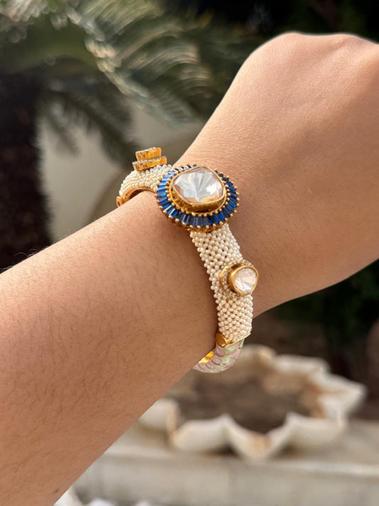 Polki With Pearl Bracelet in blue for woman
