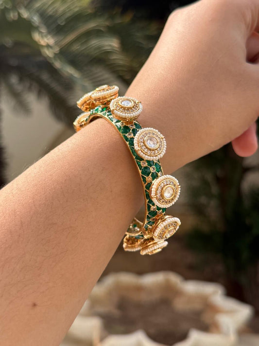 Pacheli With Mossanite Pearl Beading Bracelet in green for woman