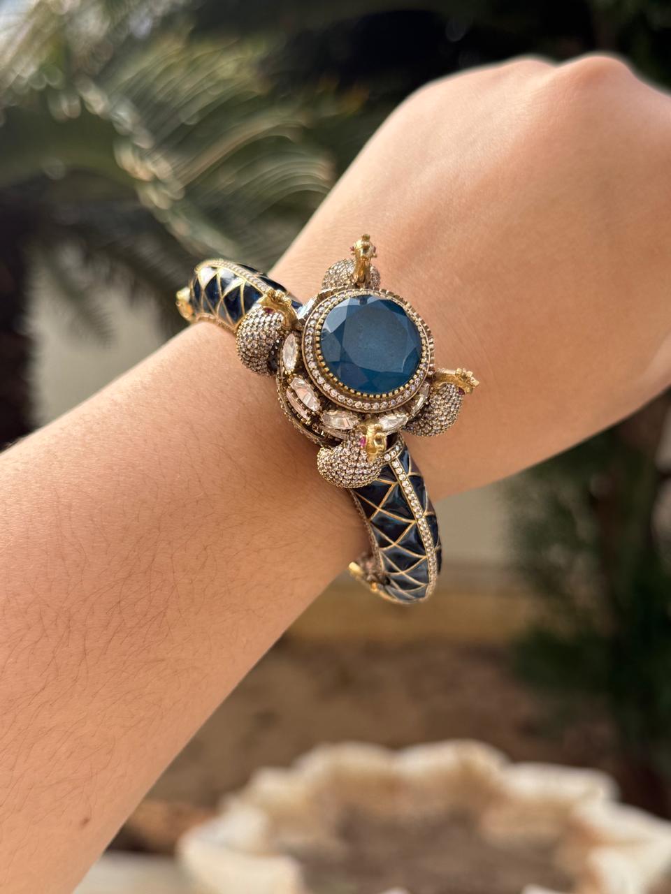 Peacock With Mossanite Bracelet in blue for woman