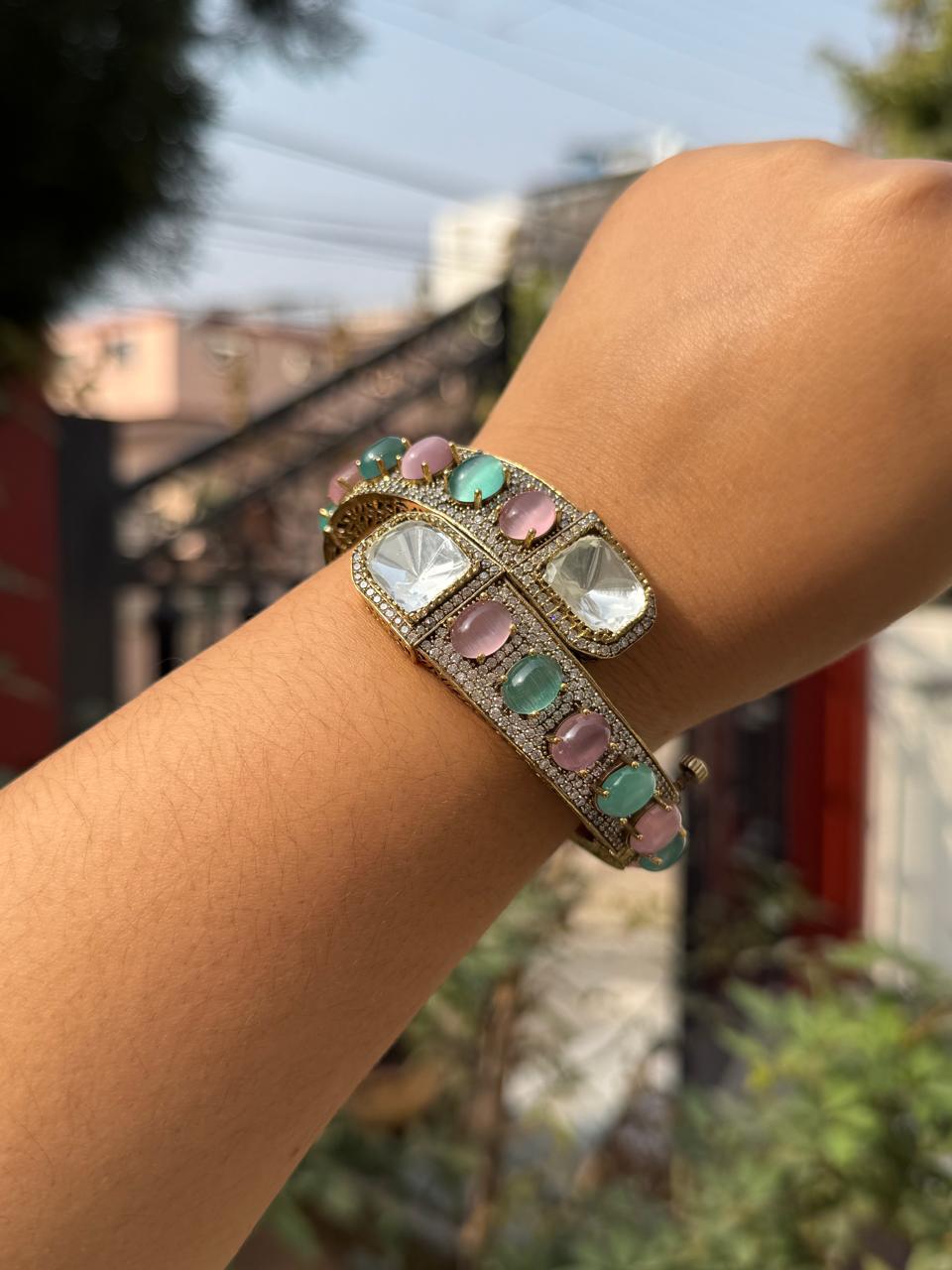 Kundan With Pota Stones Bracelet for woman