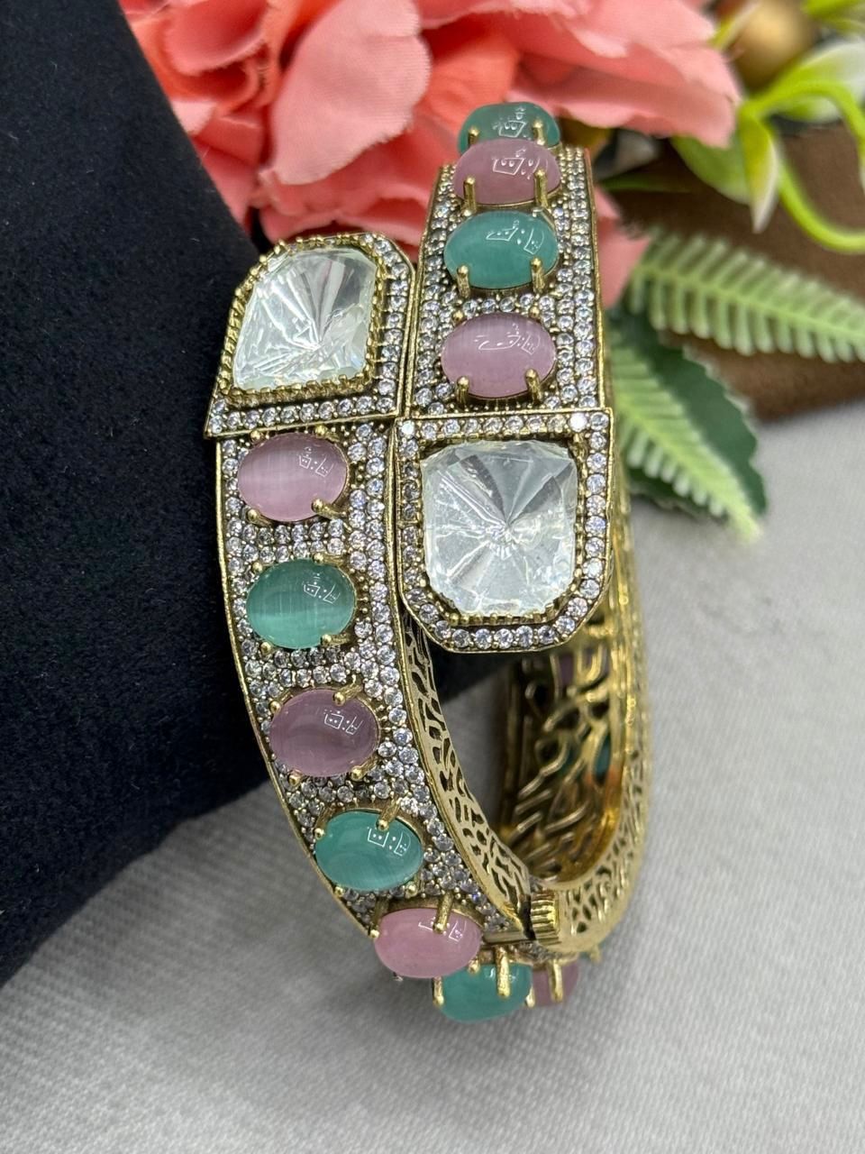 Kundan With Pota Stones Bracelet for woman