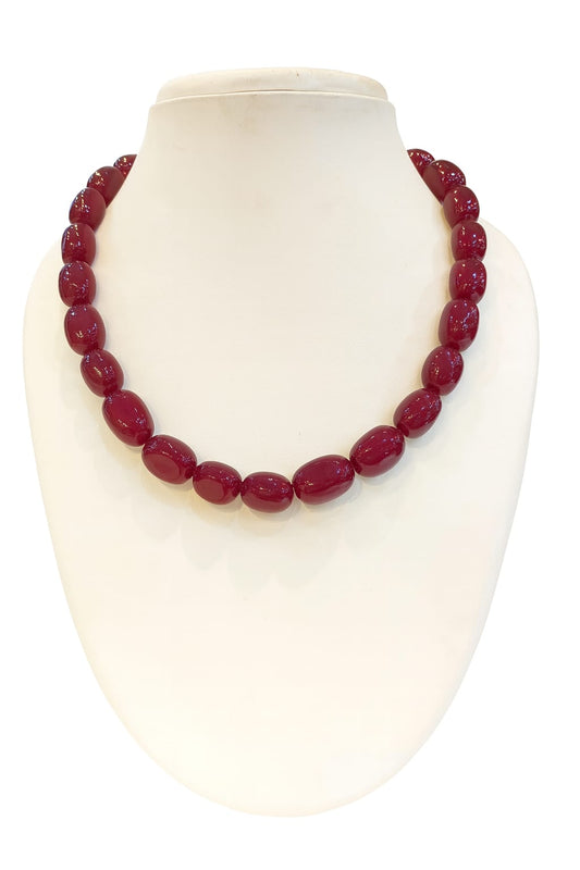 RED TUMBLES BEADS MALA FOR WOMEN