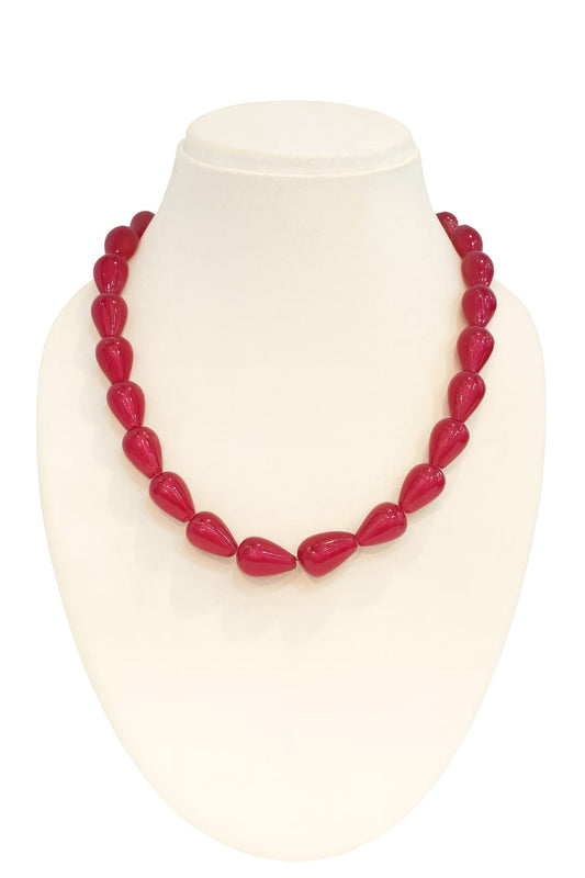 RED DROP SHAPE ONYX BEADS MALA FOR WOMEN