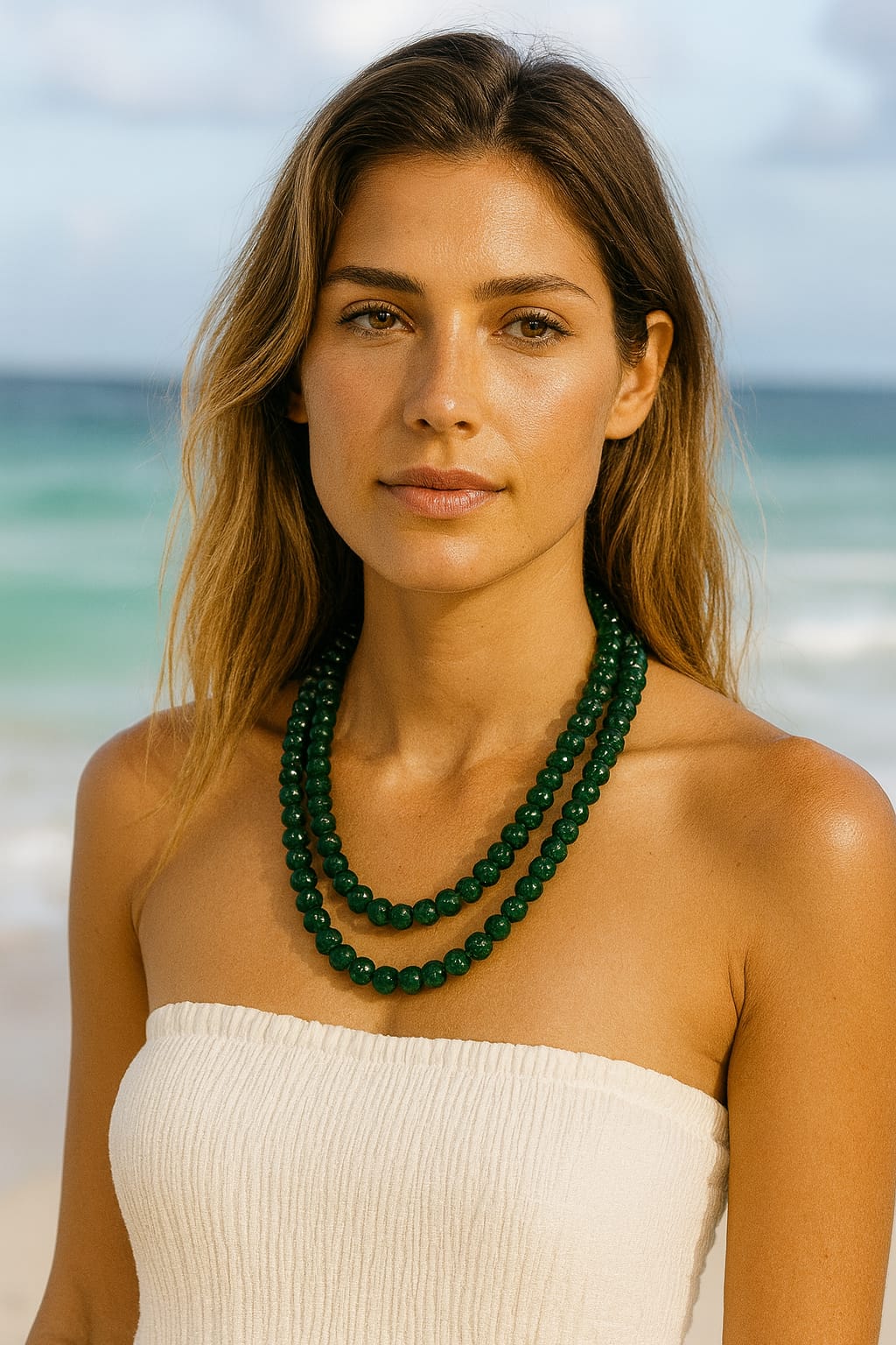 GREEN ONYX BEADS MALA FOR WOMEN
