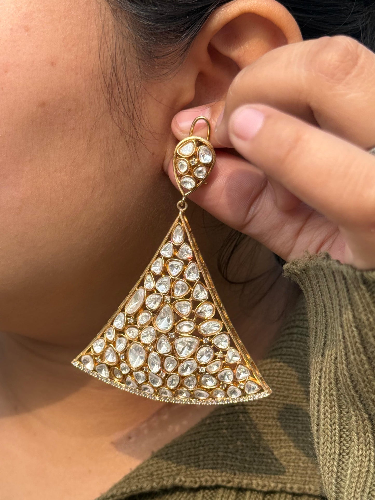 Samosa Polki mossanite Earring for woman