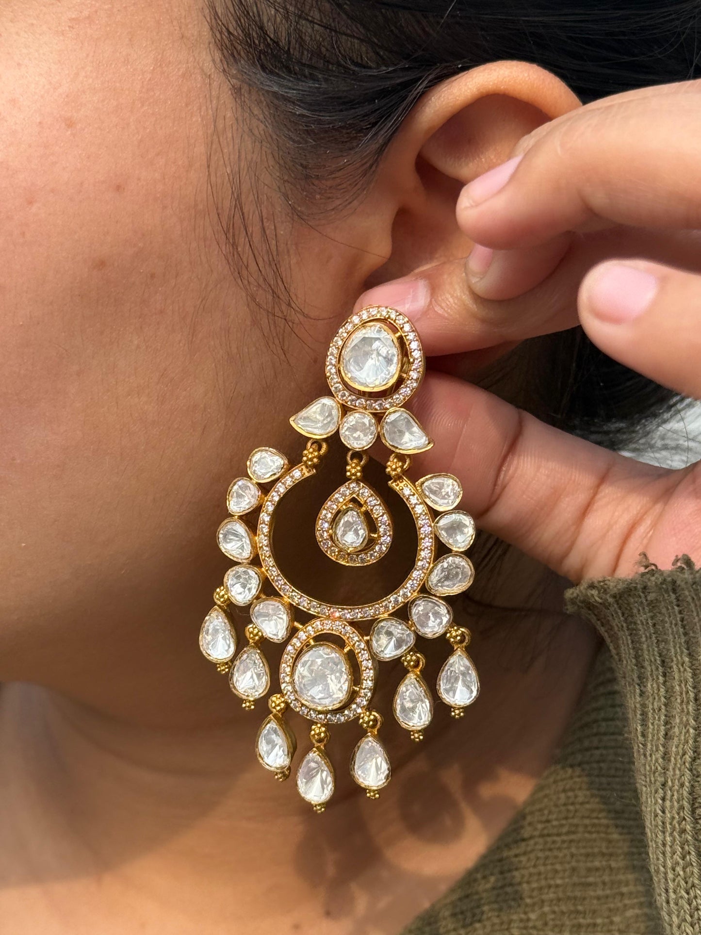 Chandbali With Mossanite Earring for woman