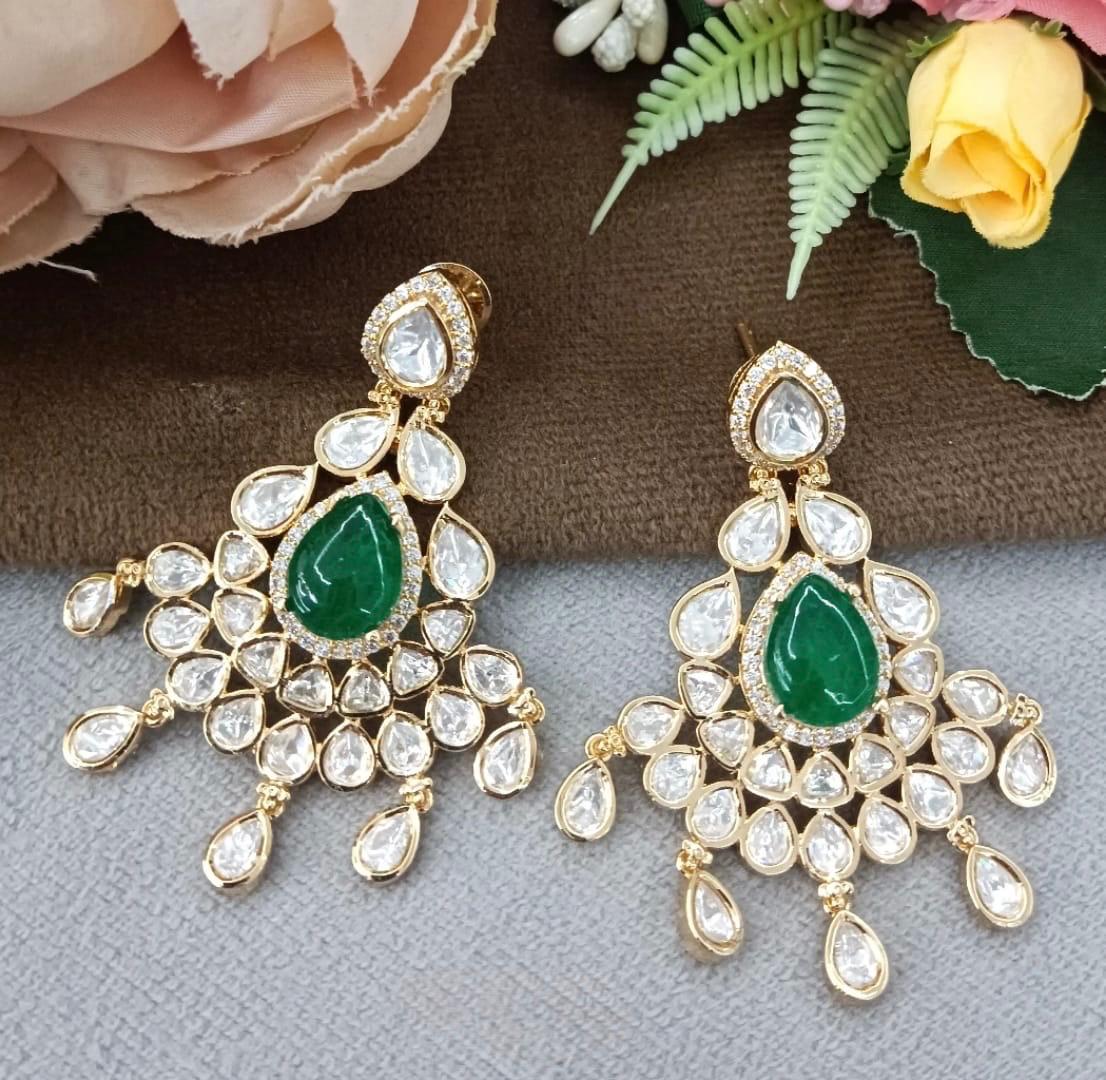 Green Sunheri Kundan Earring