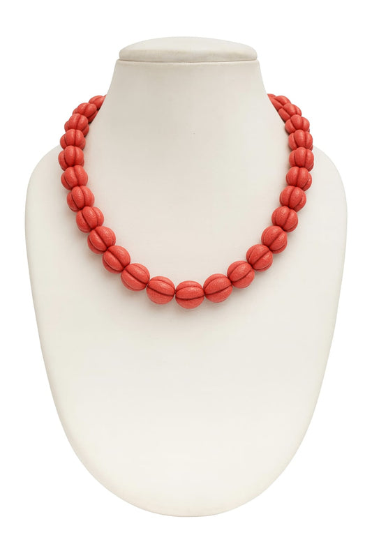 PUMPKIN CARVING RED BEADS MALA FOR WOMEN