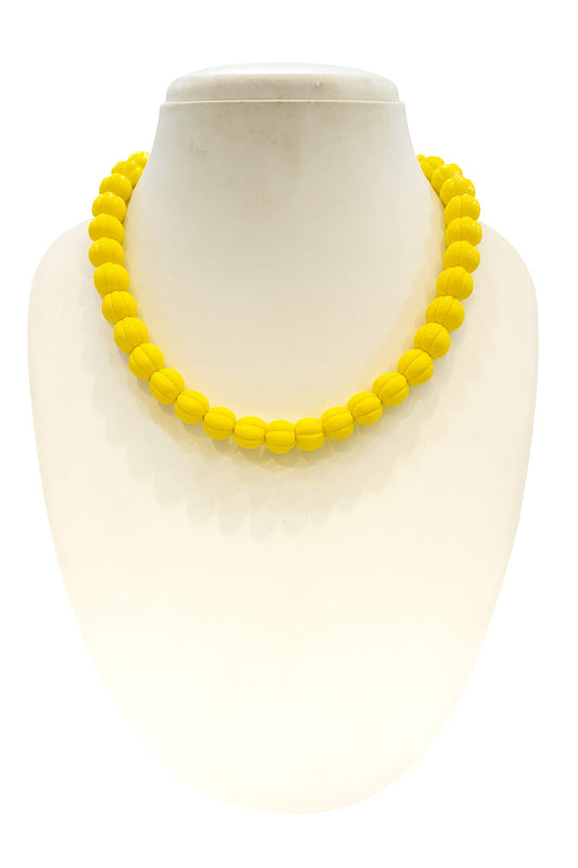 YELLOW PUMPKIN CARVING BEADS LAYER MALA