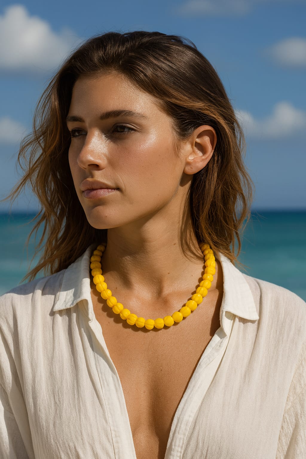 YELLOW PUMPKIN CARVING BEADS LAYER MALA