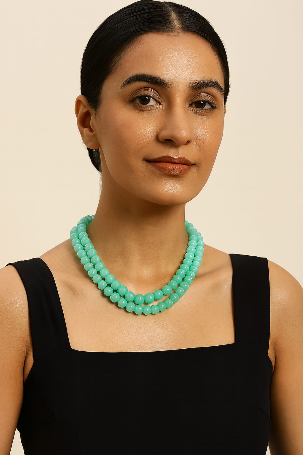 MINT COLOUR MONALISA BEADS DOUBLE LAYER MALA