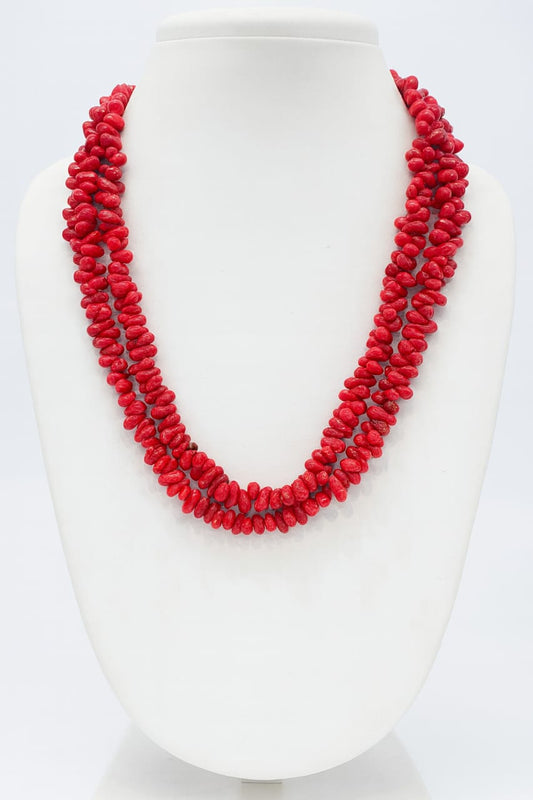 CORALS RED BEADS TRENDING THREE LAYER MALA