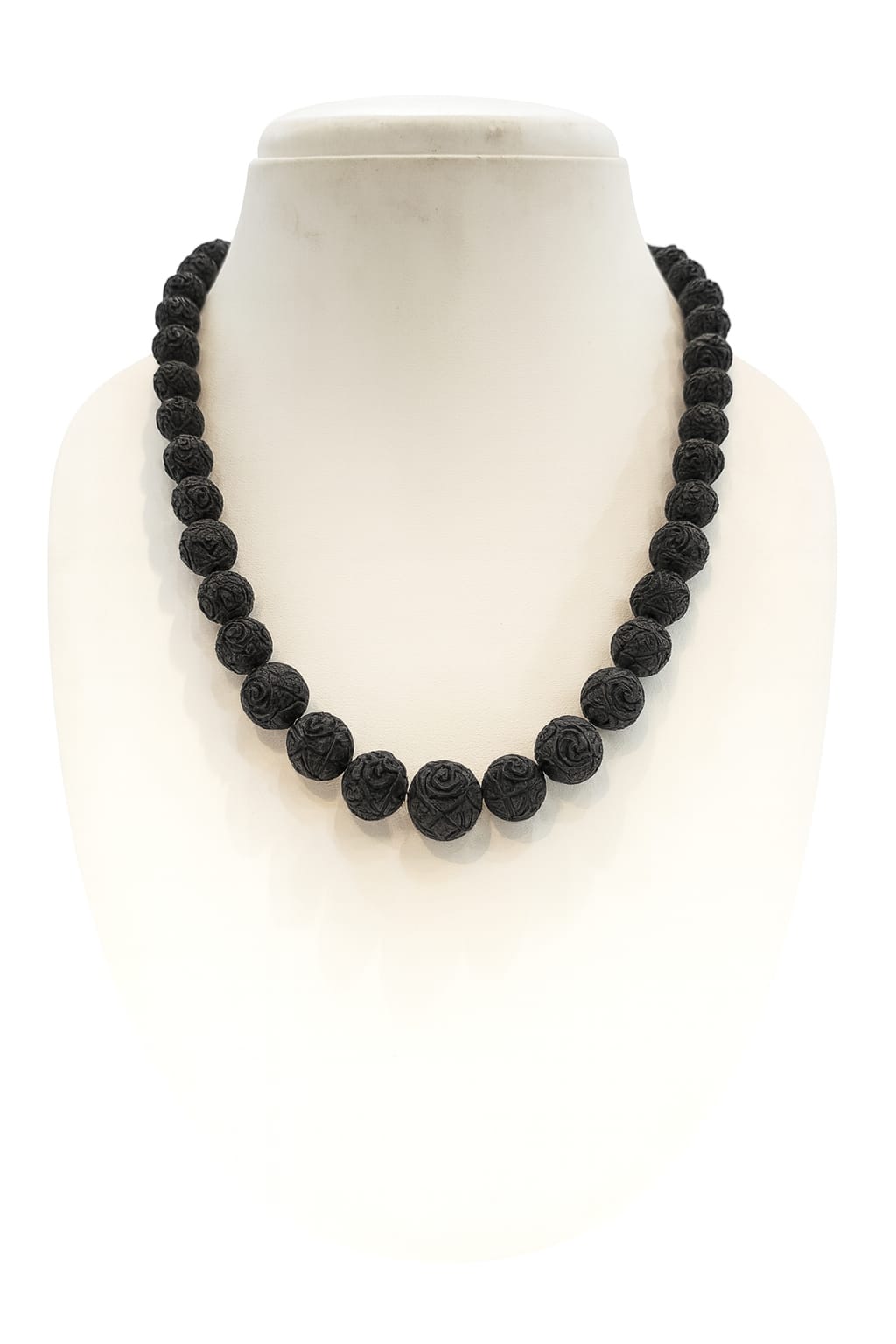 CERAMIC BALLS CARVING BLACKL BEADS MALA FOR WOMEN