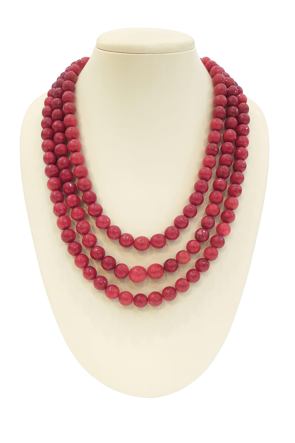 CORALS RED BALL TRENDING THREE LAYER MALA FOR WOMEN