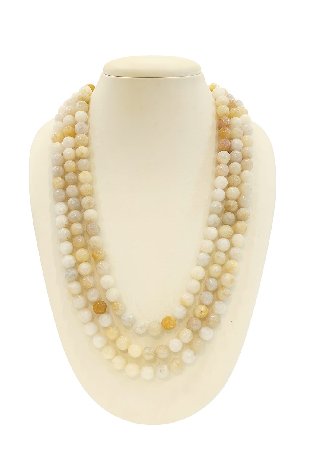 WHITE COLOUR ONYX BEADS THREE MALA FOR WOMEN