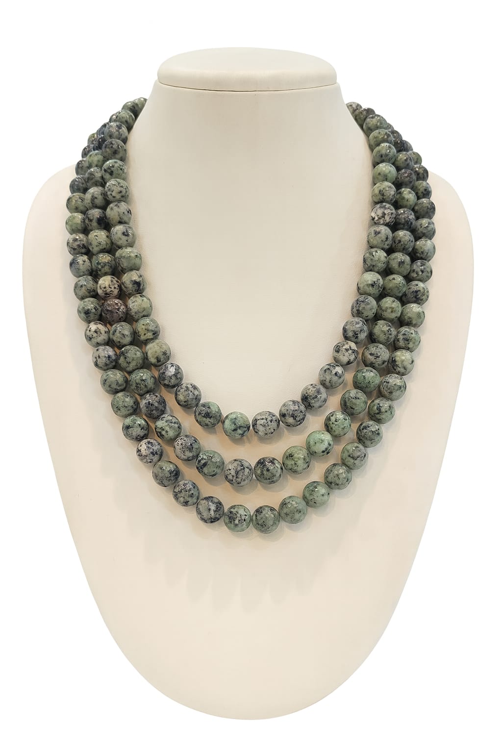 THREE LAYER GREY ONYX BEADS MALA FOR WOMEN