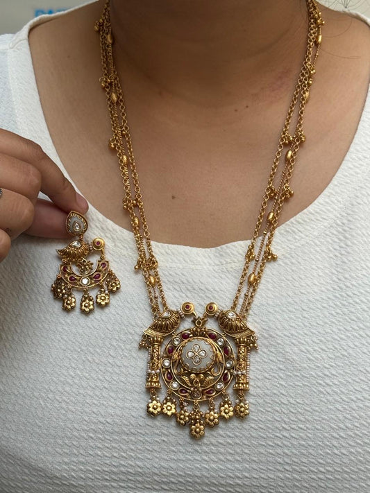 Mop Long Rajwadi Necklace for woman