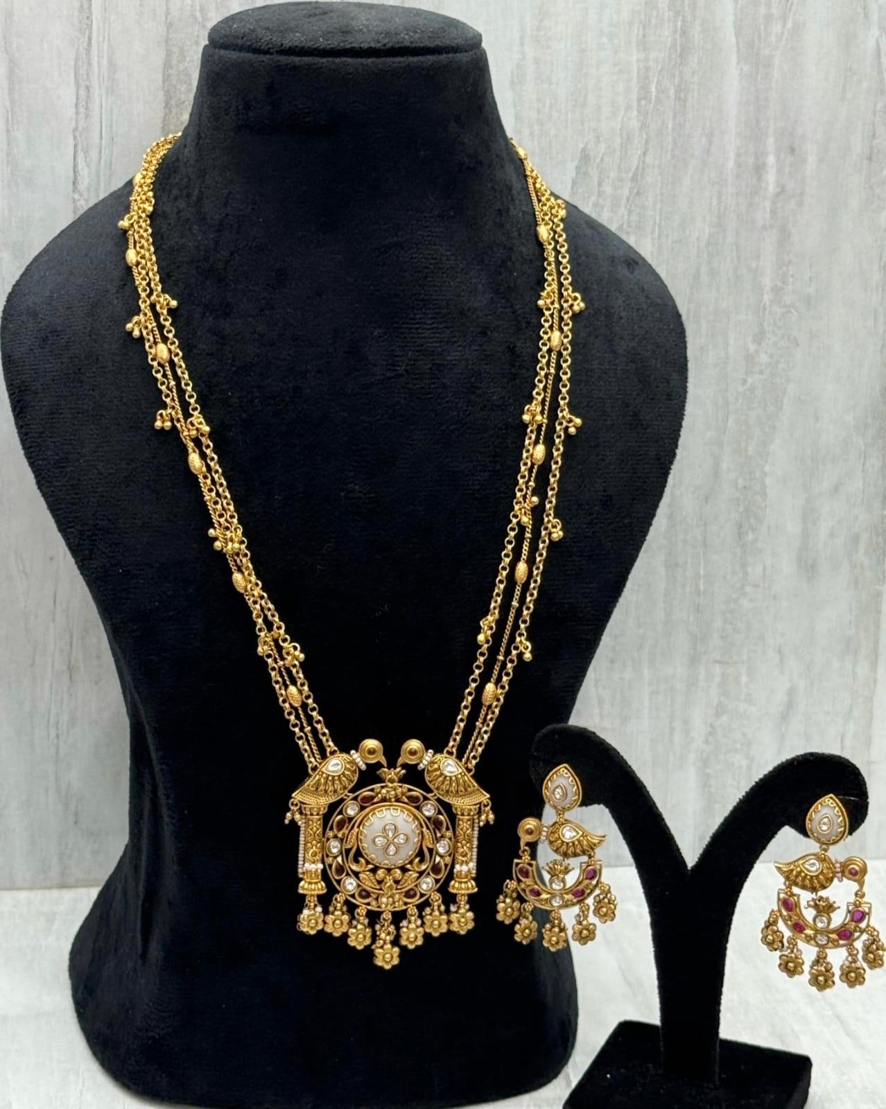 Mop Long Rajwadi Necklace for woman