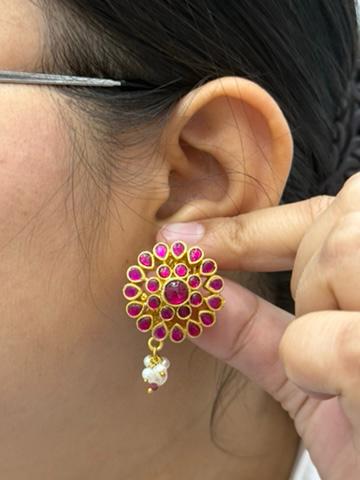 Jadau Ruby Floral Studs