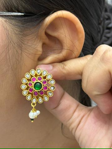 Jadau Multicolored Floral Studs