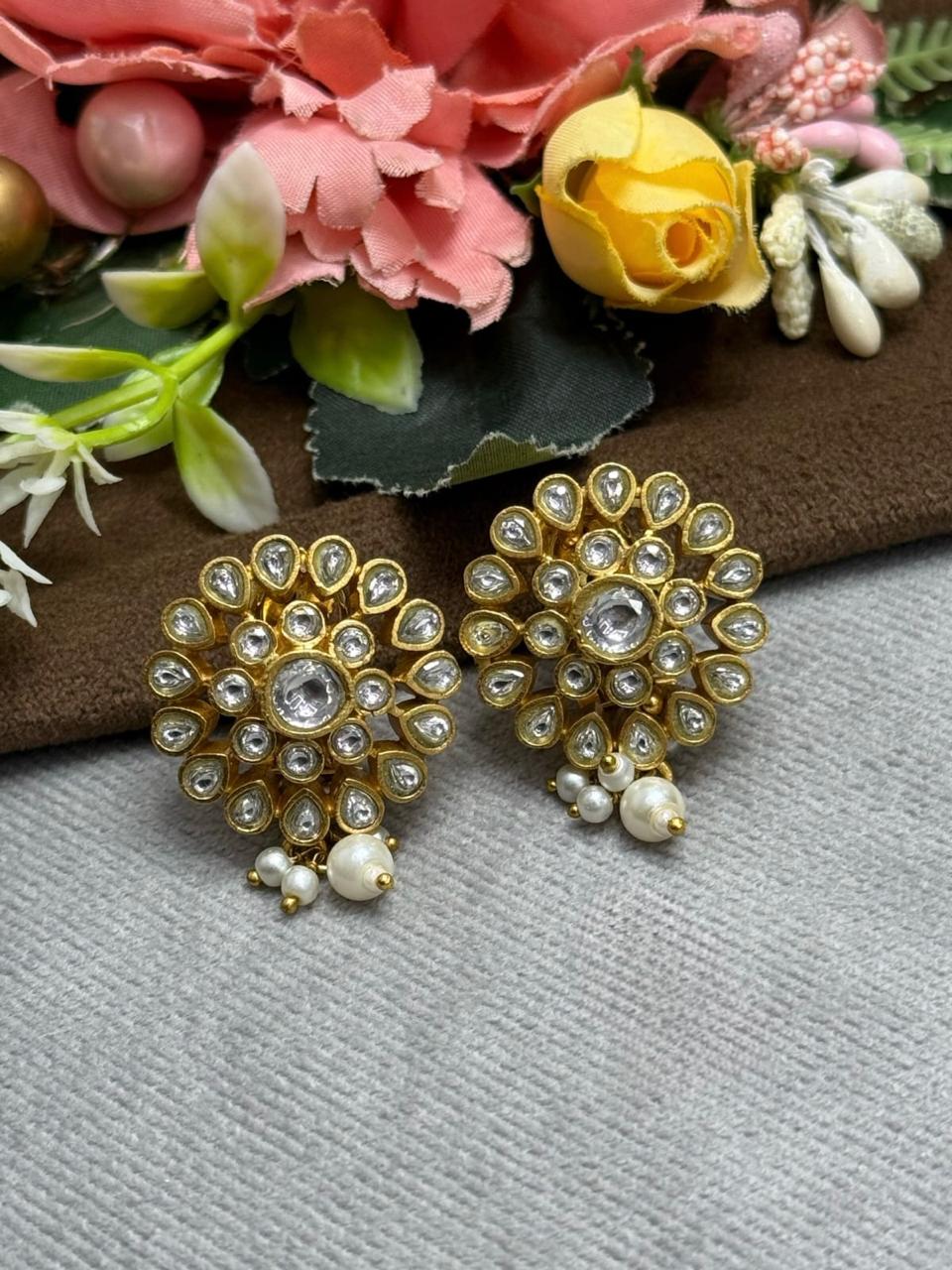 Jadau Floral Studs