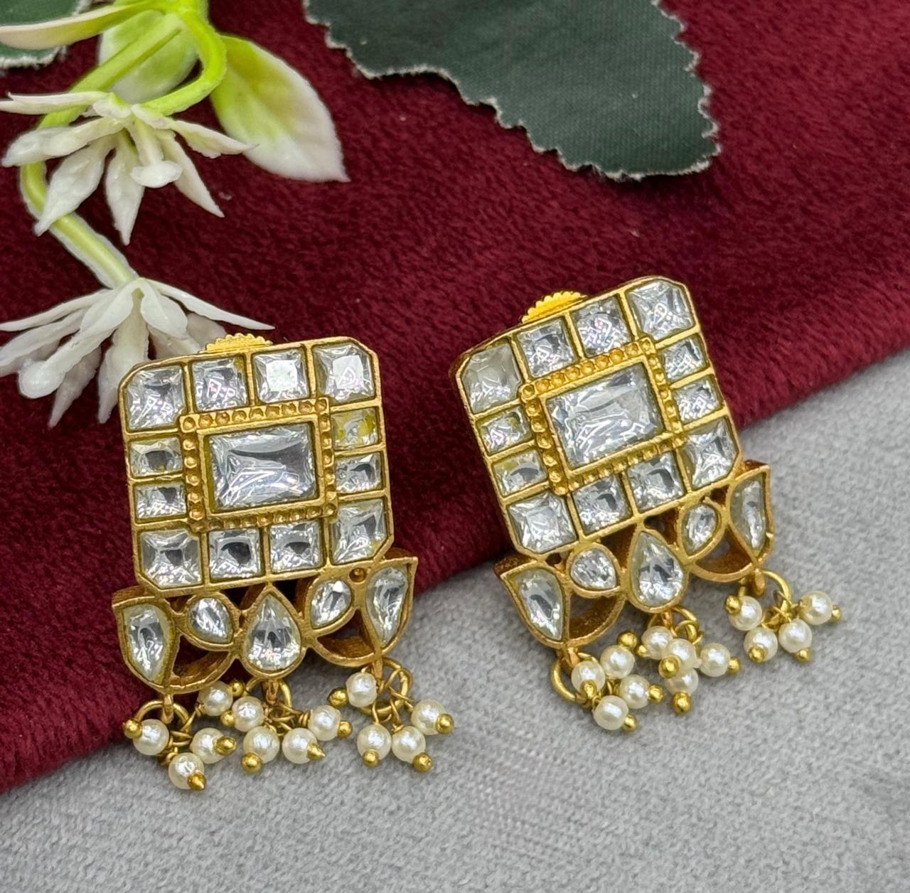 Gold Plated Jadau Kundan Studs