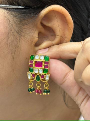 Multicolored Jadau Kundan Studs