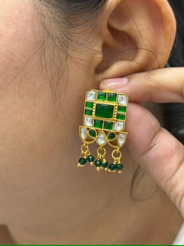 Green Jadau Kundan Studs