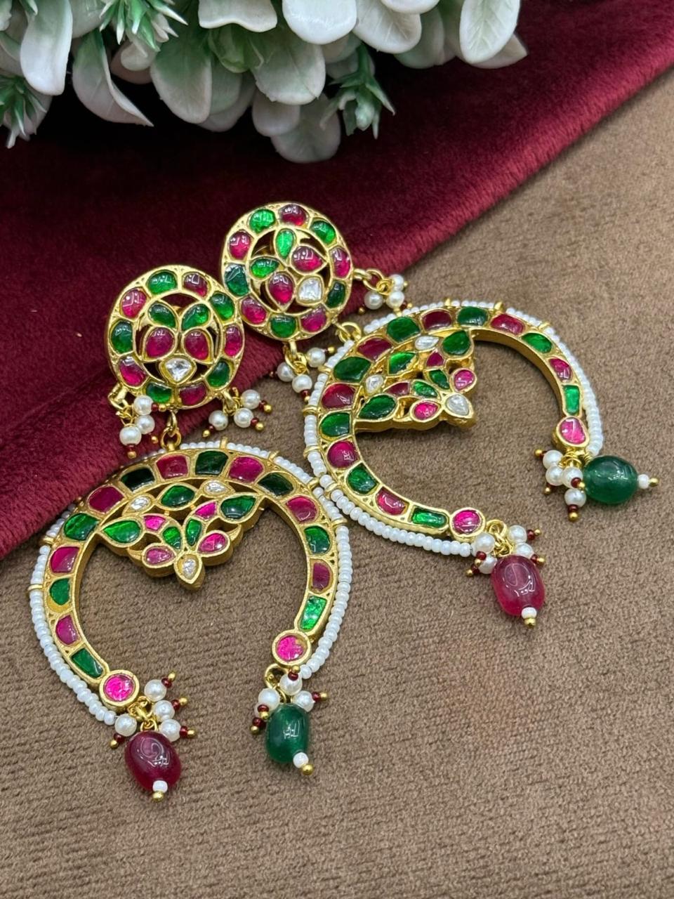Jadau Multicolored Chandbali Earring