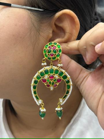 Jadau Ruby Green Chandbali Earring