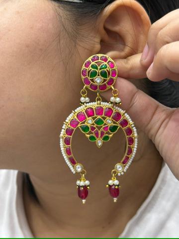 Jadau Multicolored Chandbali Earring