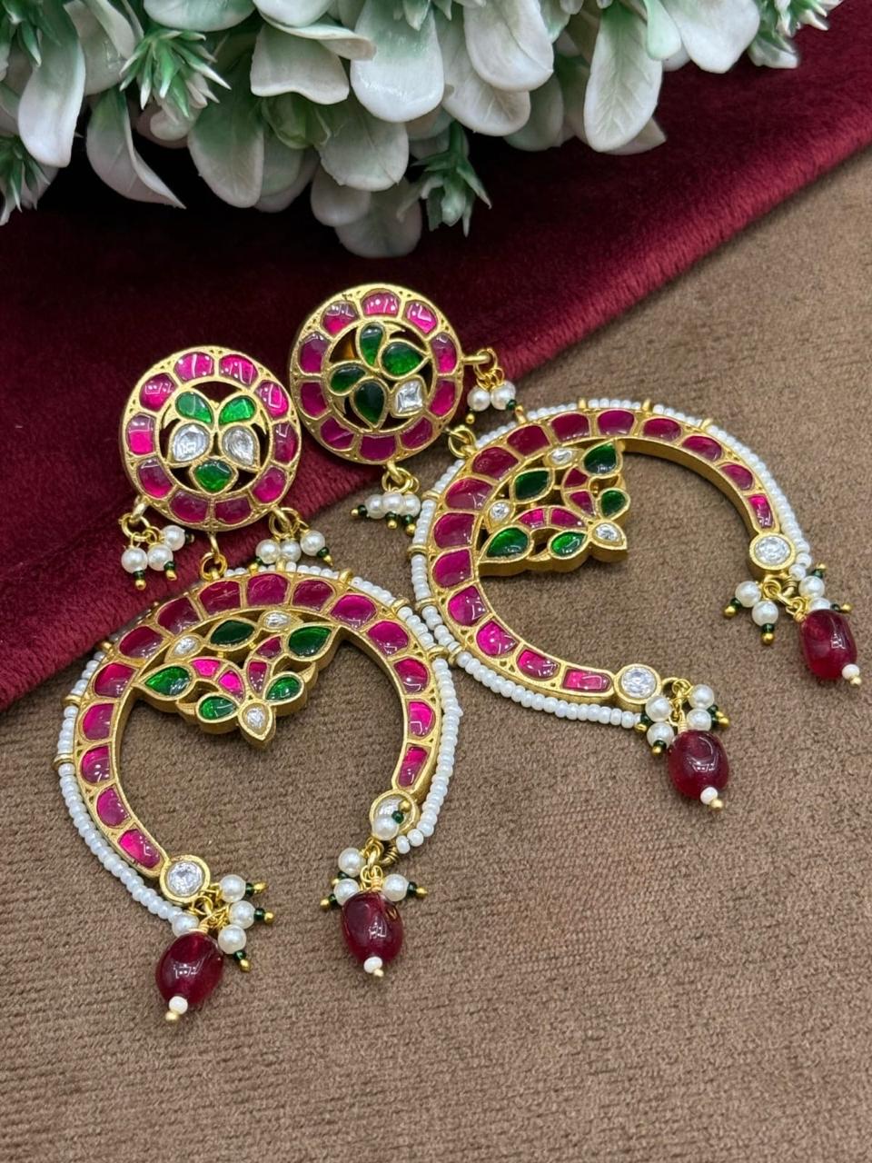 Jadau Multicolored Chandbali Earring