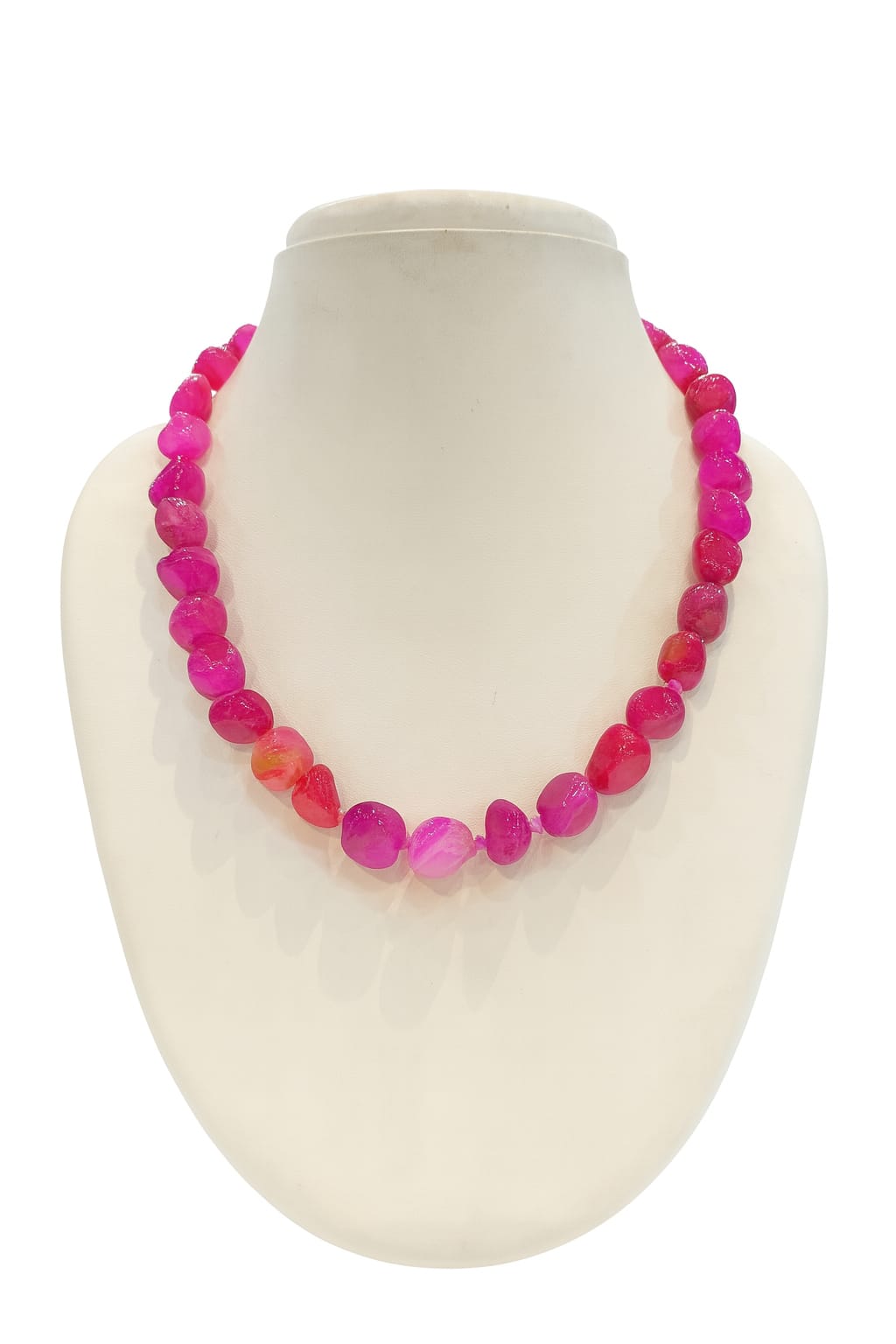 SINGLE LAYER PINK COLOUR ONYX BEADS MALA FOR WOMEN