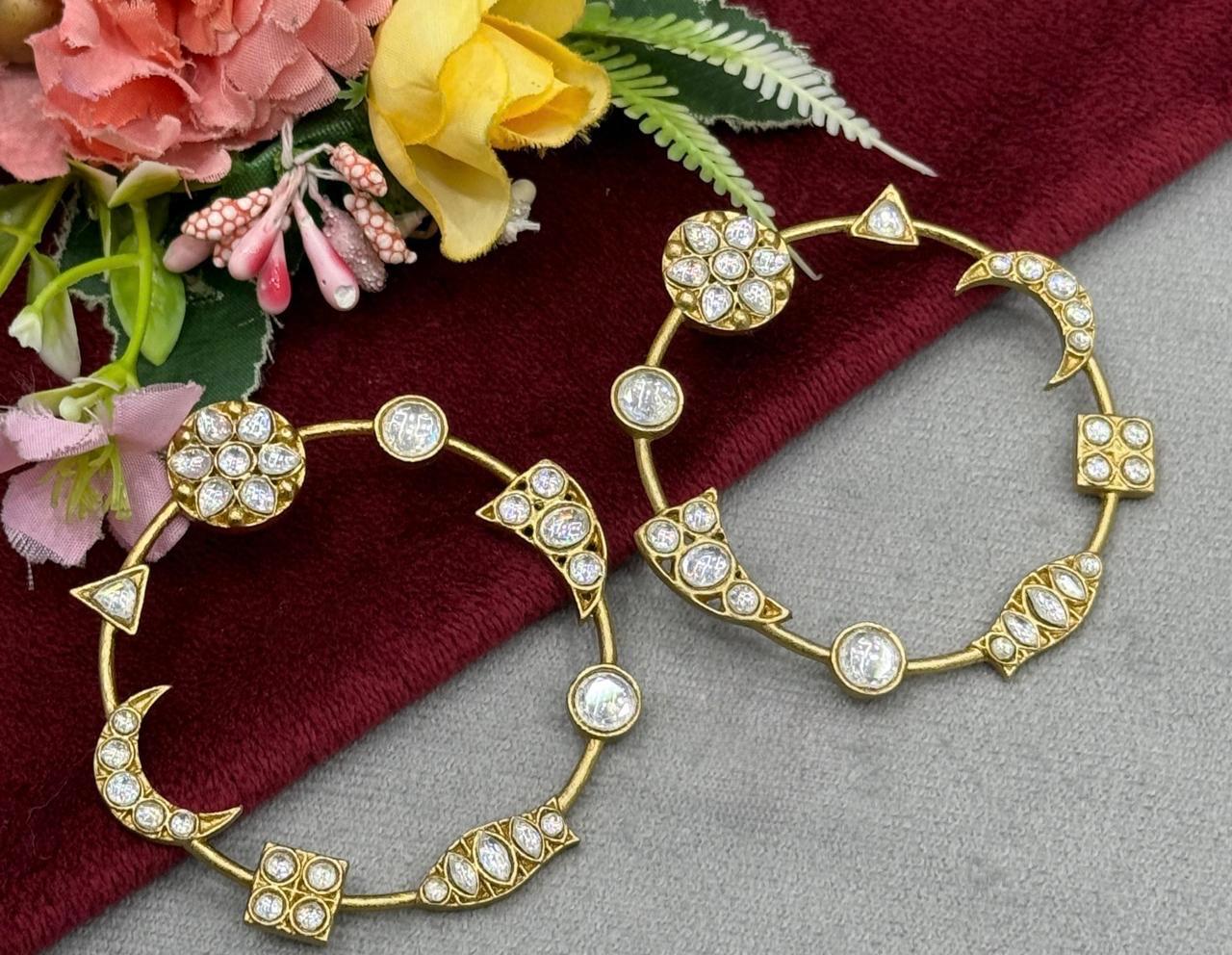 Kundan Hoop Earrings