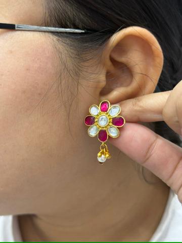 Ruby Gold Plated Earrings