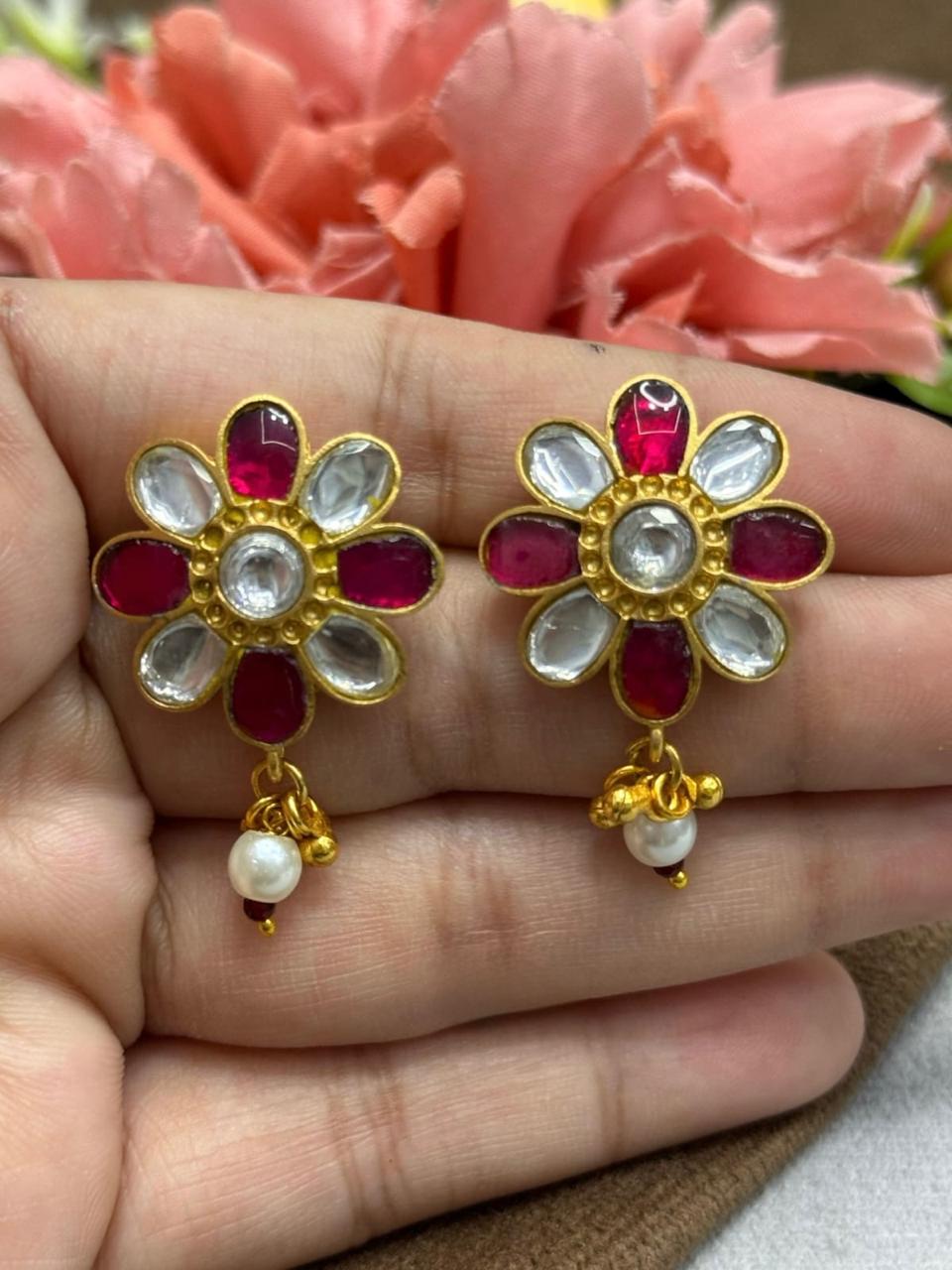 Ruby Gold Plated Earrings