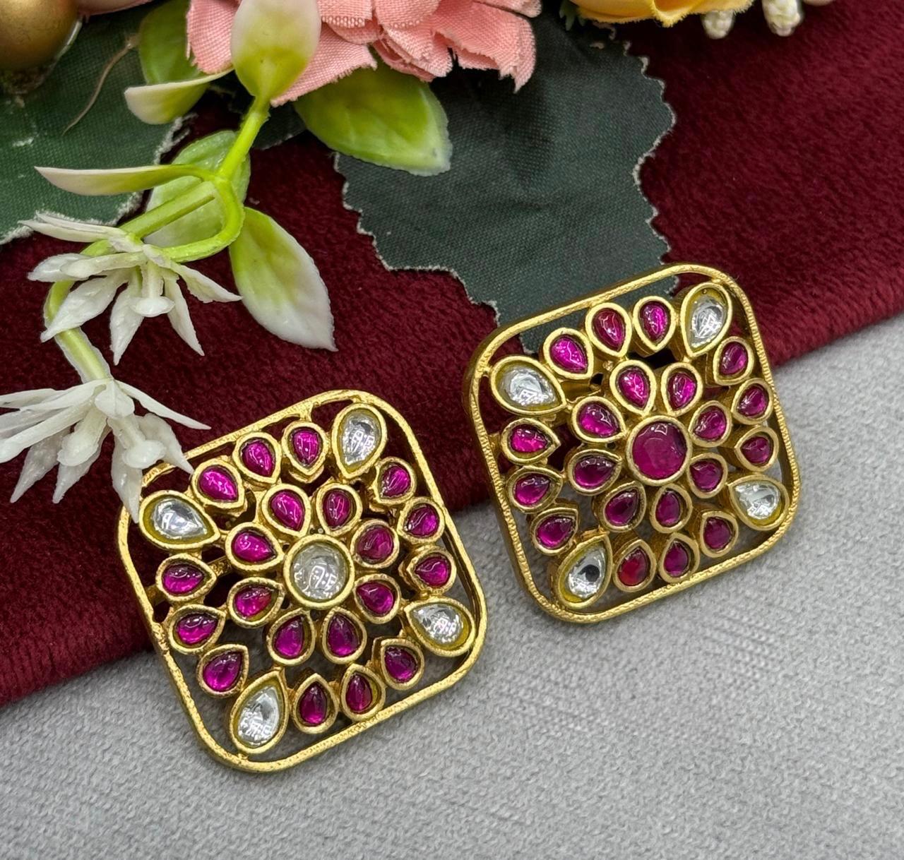 Ruby Gold Plated Studs