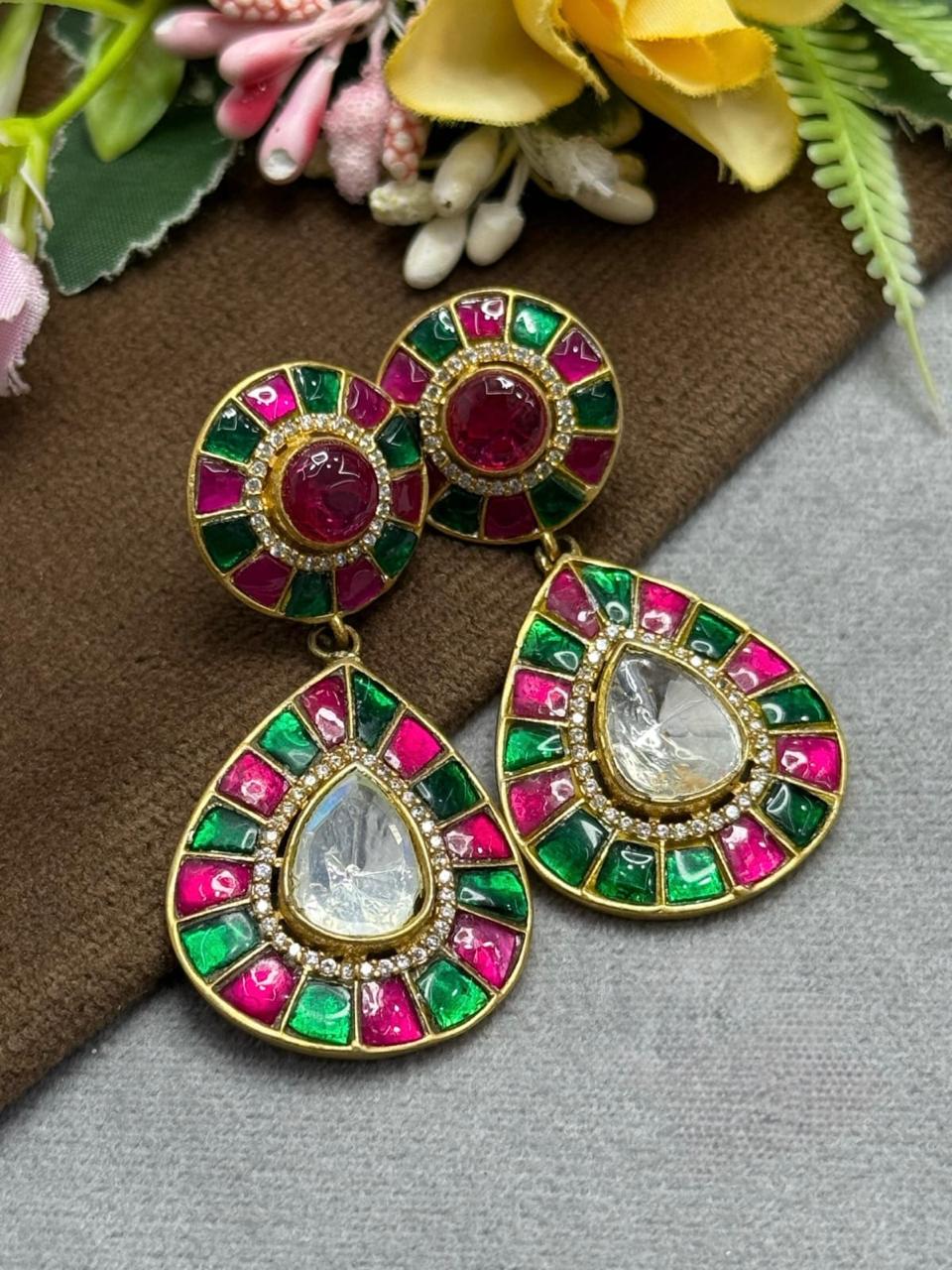 Multi Color Takkar Kundan Earring for woman