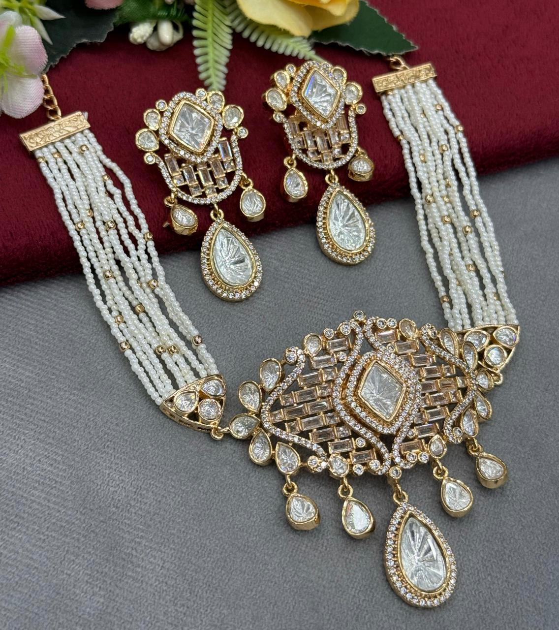 Pink Polki Gold Plated Choker
