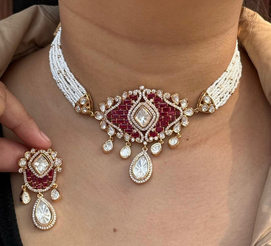 Ruby Polki Gold Plated Choker