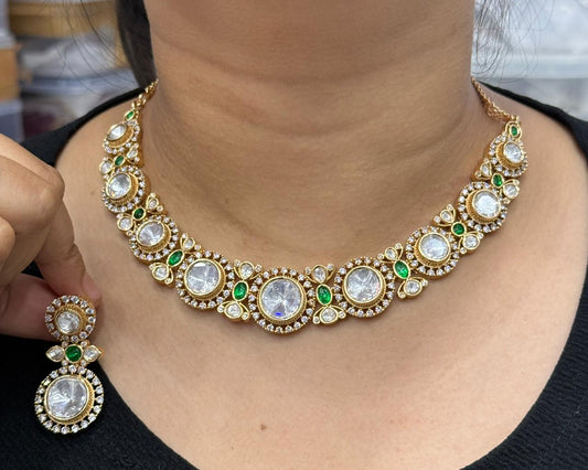 Polki Kundan Necklace in green
