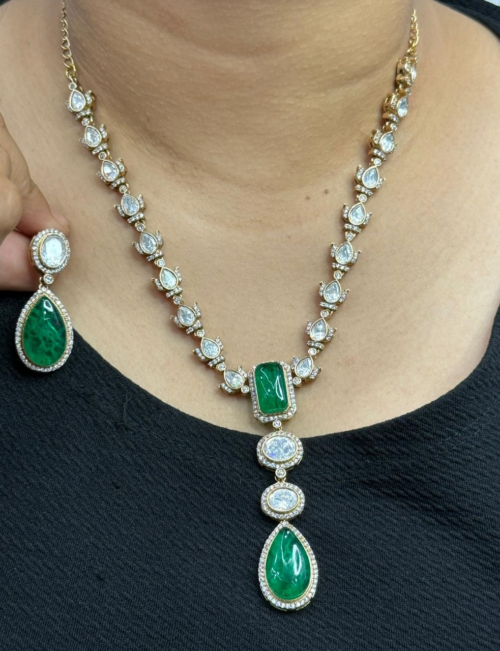 Long Mossanite Doublet Necklace