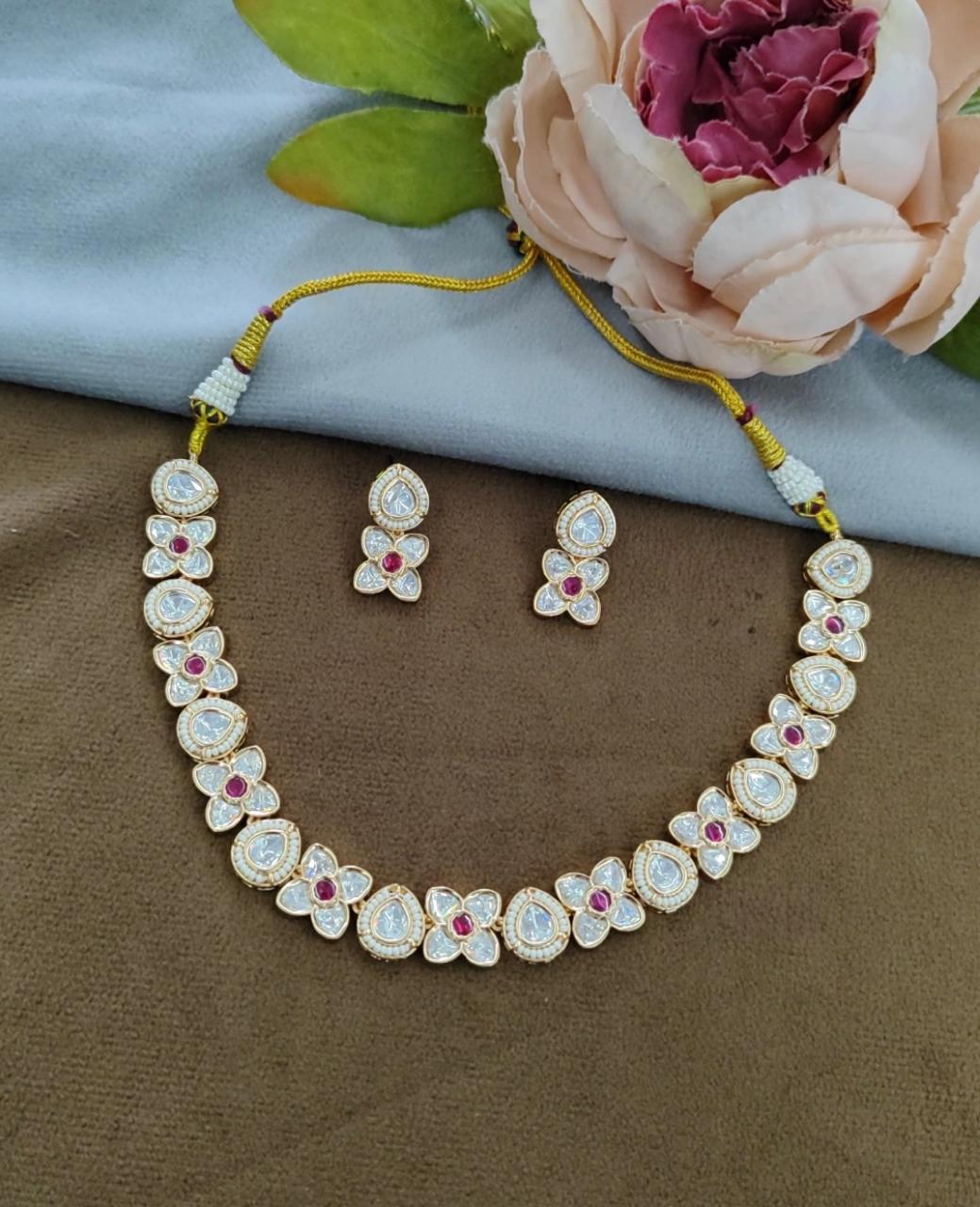 Floral Pink Kundan Choker