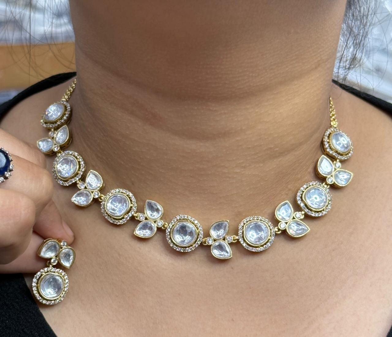 Polki Gold Plated Kundan Necklace