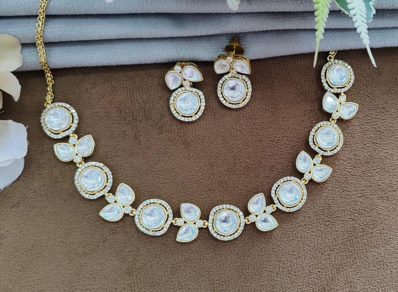 Polki Gold Plated Kundan Necklace