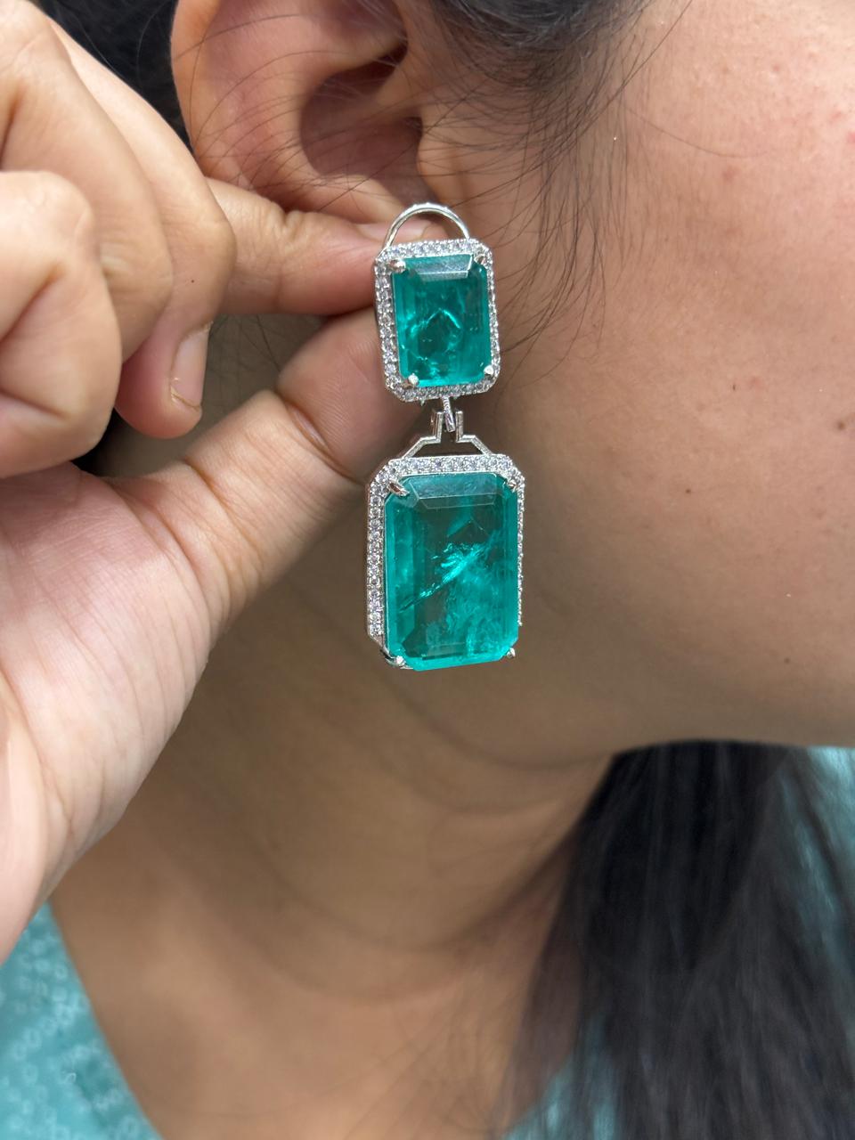 Mint Square Doublet Earrings