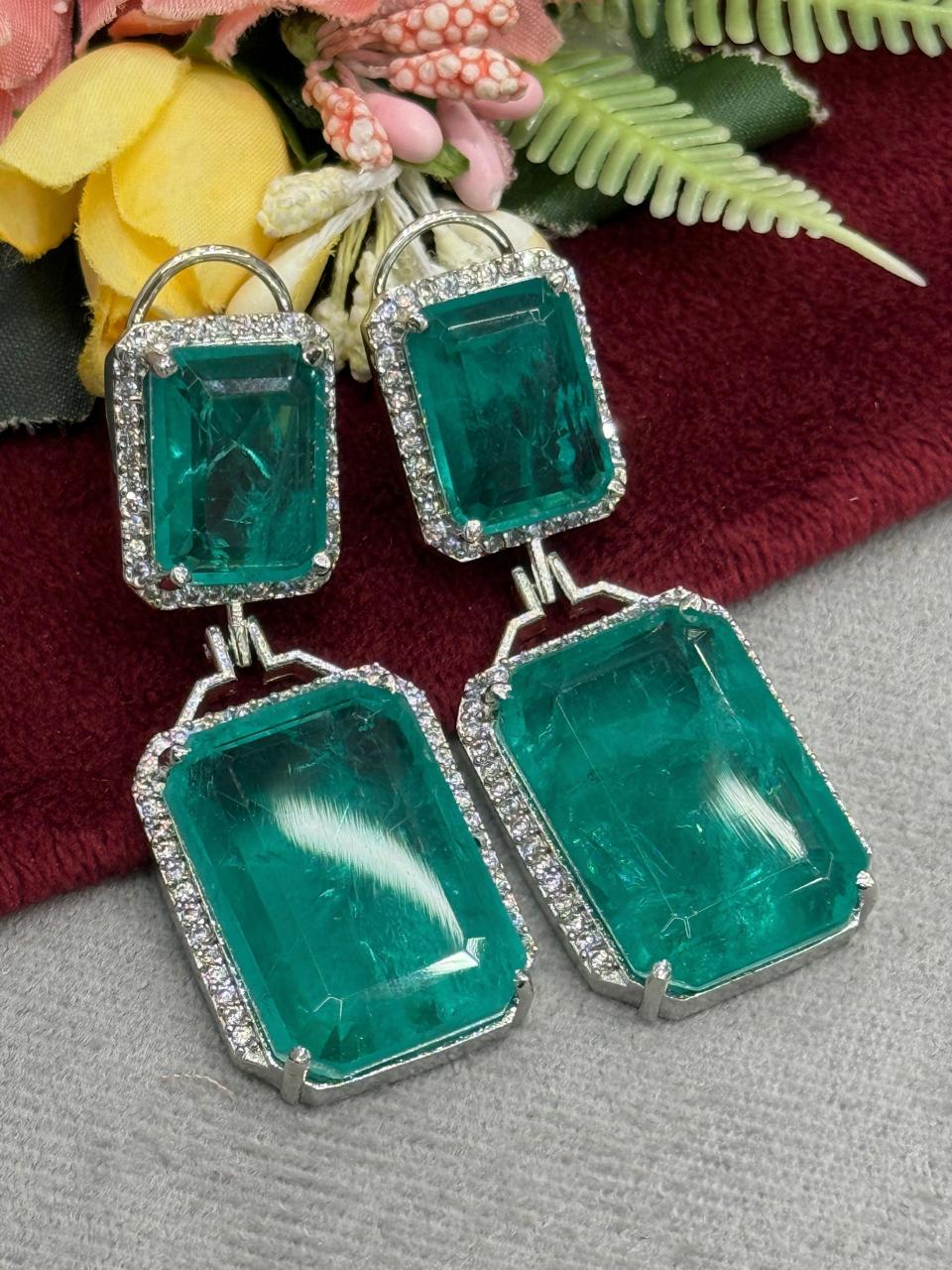 Mint Square Doublet Earrings