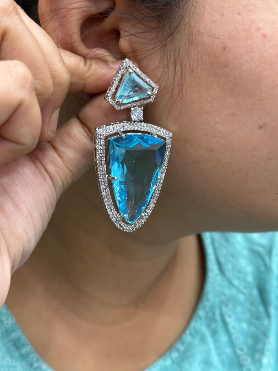 Trendy Turquoise Doublet Earrings